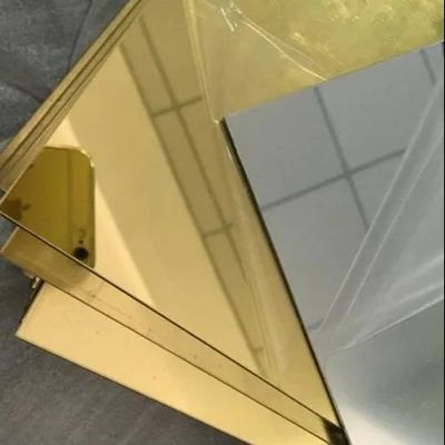 Decoration 201 Stainless Steel Sheet Golden Mirror Finish 1mm 2mm Thick With Film